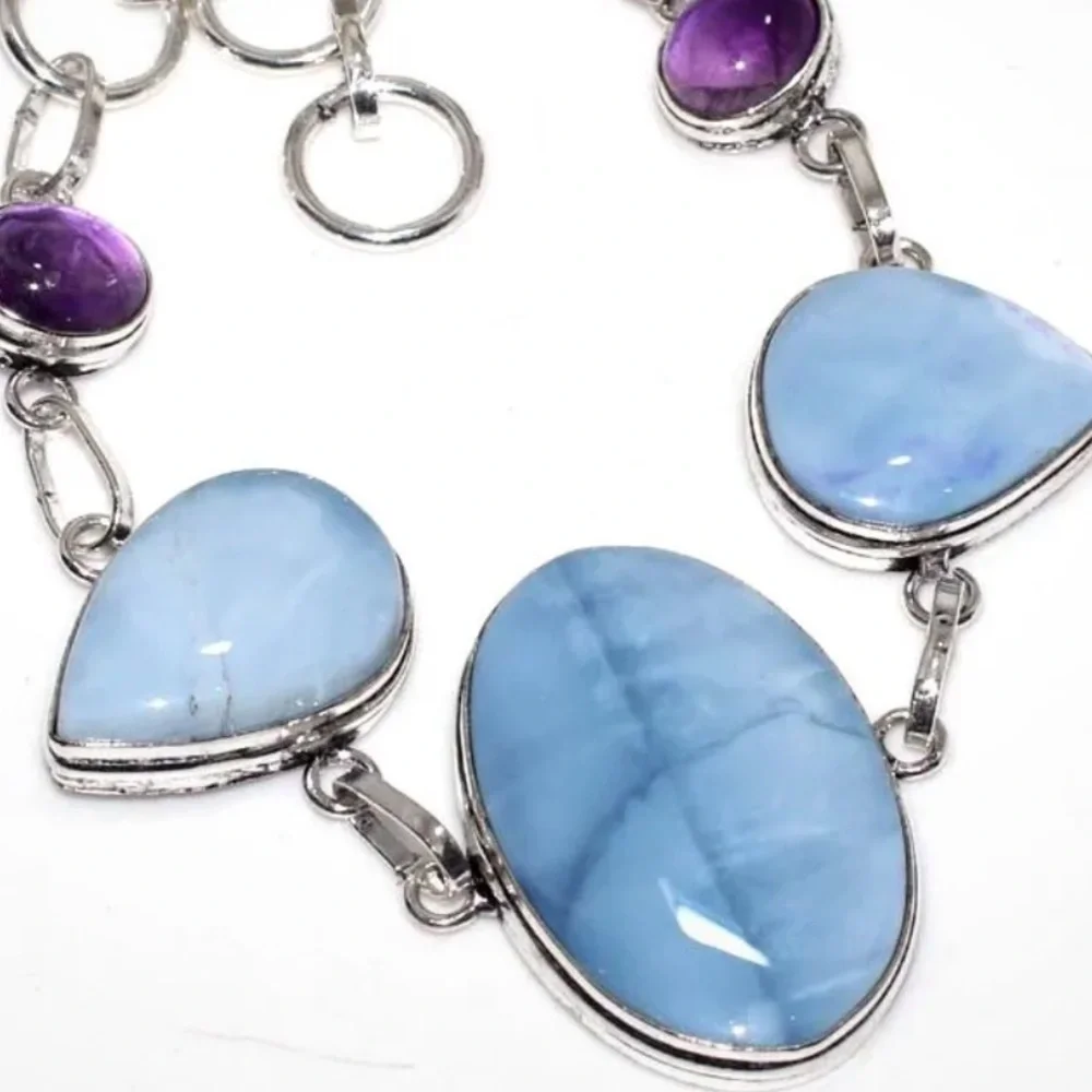 Owyhee Blue Opal and Amethyst bracelet